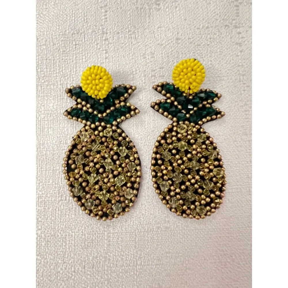 Pineapple Earrings Beaded Tropical‎ Beach Stylish Boho Stud Earring